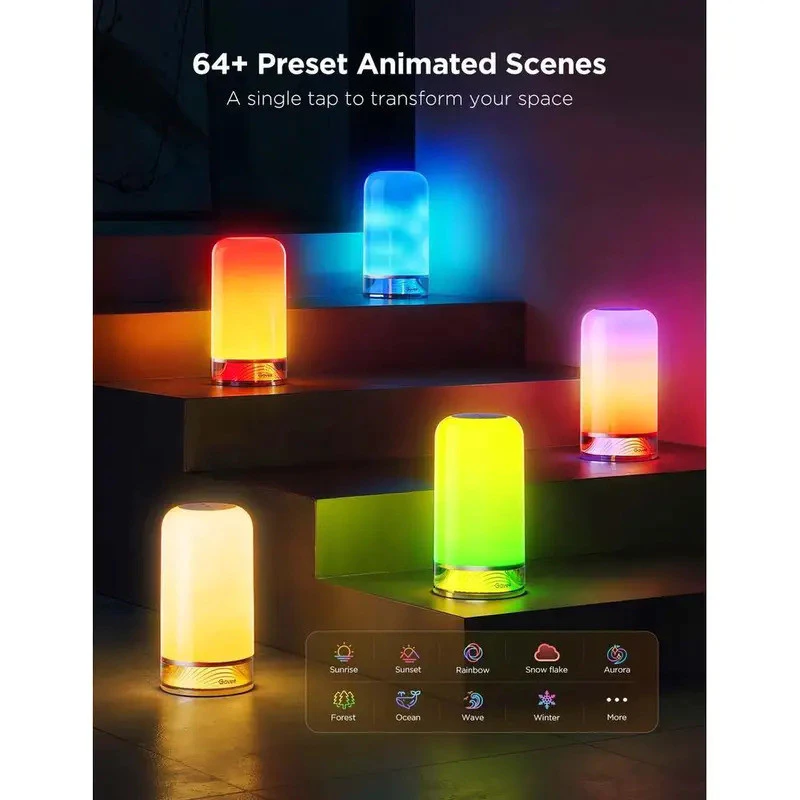 โคมไฟอัจฉริยะ  เปิดใช้งานแบบสัมผัส โหมด 64 สี เข้ากันได้กับ Matter, Alexa,