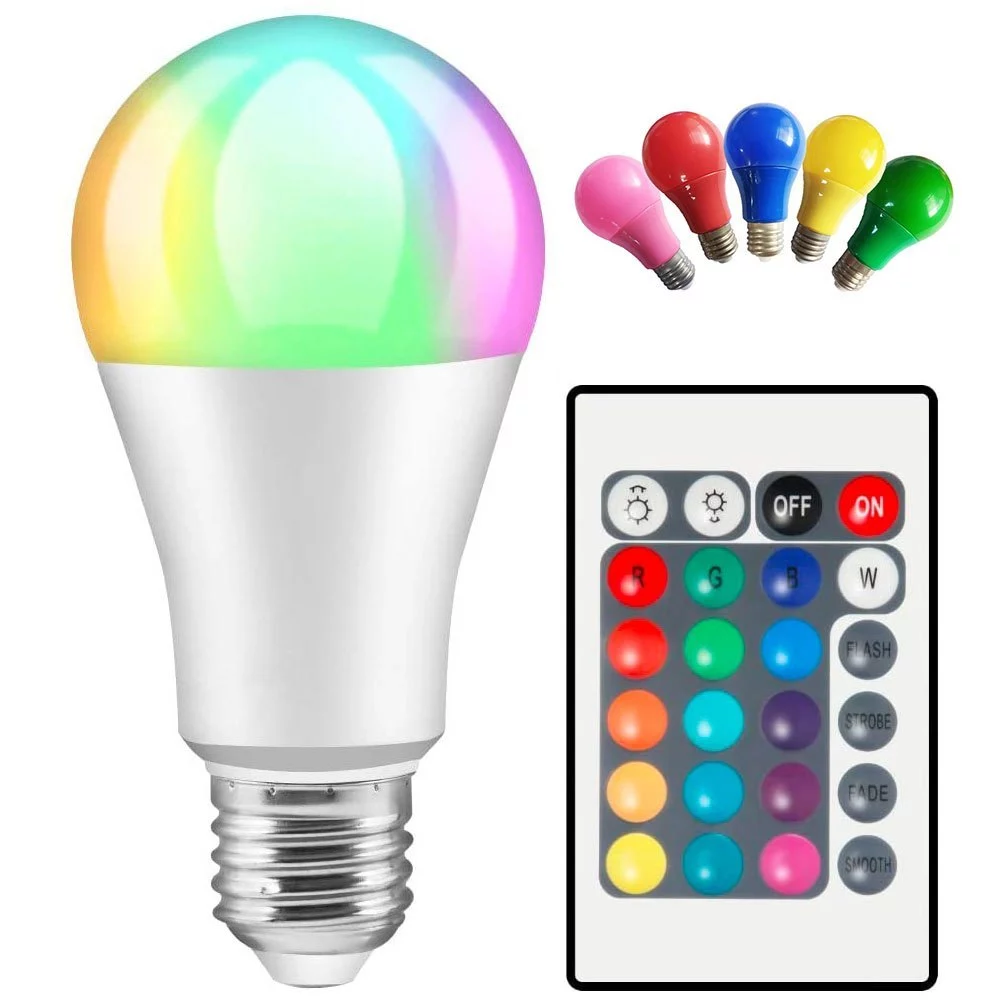 หลอดไฟอัจฉริยะ LED โคมไฟเปลี่ยนสี E27 Bulb RGB 10/15W หลอดไฟเปลียนสี ไฟตกแต่ง ประหยัดไฟ เปลี่ยนได้16สี